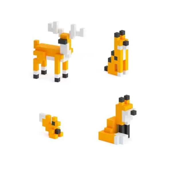 PIXIO Orange Animals – magnetische Bausteine – Story Series – kreatives Pixel-Bauen für Kinder & Erwachsene – Bild 3