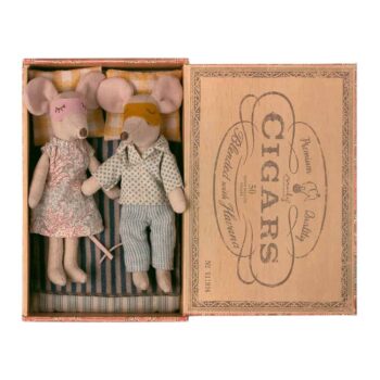 Maileg mouse in the cigar box - parents 17 cm