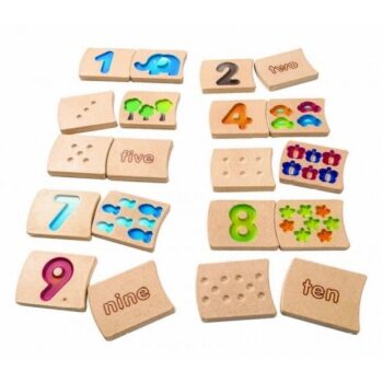 Planos juguetes números 1-10 baldosas de madera