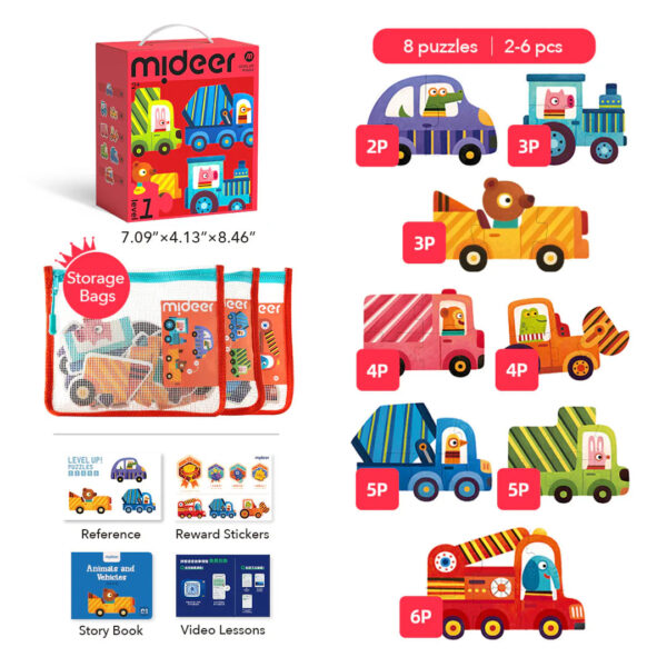 Mideer-Level Up- Animals and Vehicles 2P-6P-MD1474