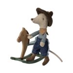 Maileg-Cowboy Maus auf Schaukelpferd-17-5103-00