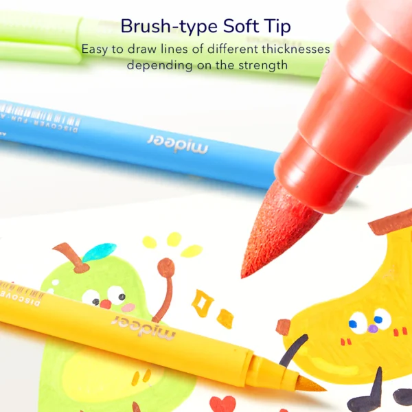 Mideer – Brush Tip Acrylic Markers mit Doodle Bag