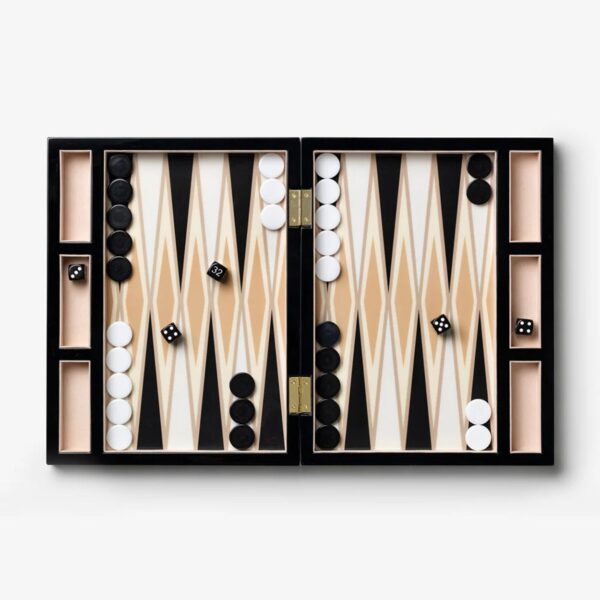 Printworks-PW00772-Lacquered Backgammon Black – Design-Brettspiel für Teens & Erwachsene