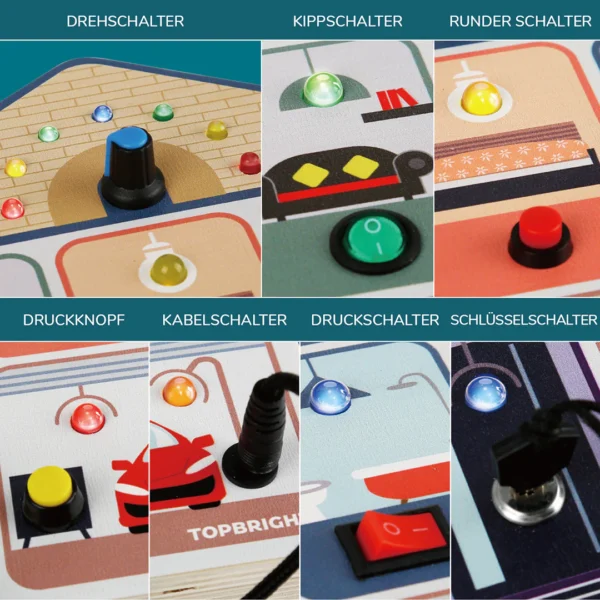 TOPBRIGHT – 1212162024DE - Busy Board House – Licht-Schalter-Haus für Kleinkinder