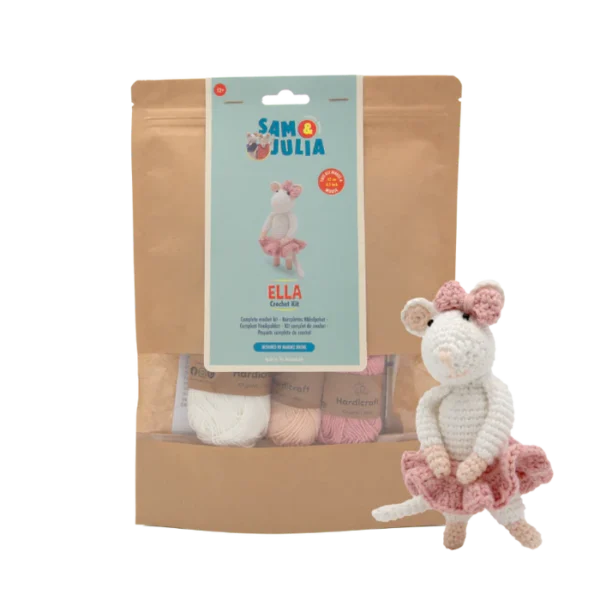 Sam & Julia – Häkelpaket Ella – komplettes Häkelset für 12 cm Maus – für Teens & Erwachsene - LI00003