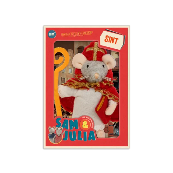 Sam & Julia – Kuscheltier Maus Sankt Nikolaus – Plüschmaus mit 13 cm Höhe für Kleinkinder - MH20036-202402
