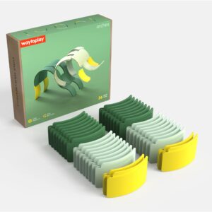 Wegopoly Arches Spielset mit 36 Teilen in Grün, Weiß und Gelb, ideal für kreatives Bauen und Spielen, umweltfreundliches Material, für Kinder geeignet.